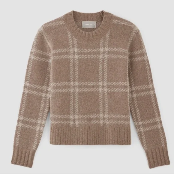 Everlane Beige Plaid Crewneck Sweater with White Windowpane - Picture 5 of 13